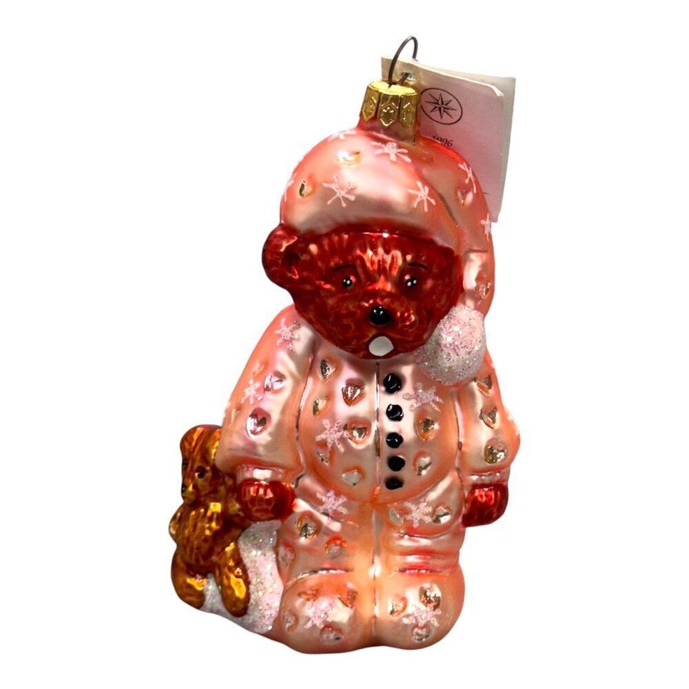 Christopher Radko Ornament 1996 "BARELY AWAKE" PINK BEAR RARE RETIRED NWT Teddy